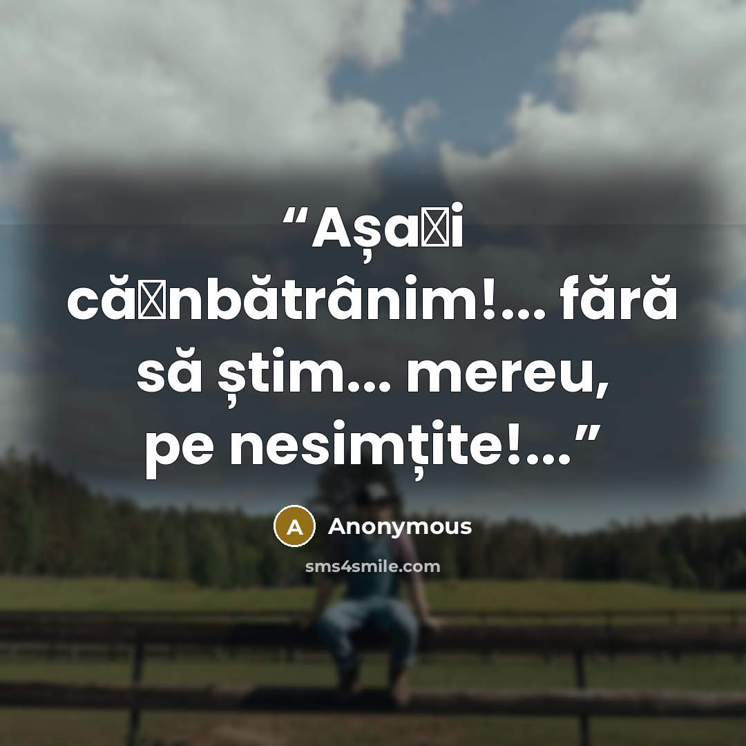 “Așa‑i că‑nbătrânim!... fără să știm... mereu, pe nesimțite!...” quote by Anonymous