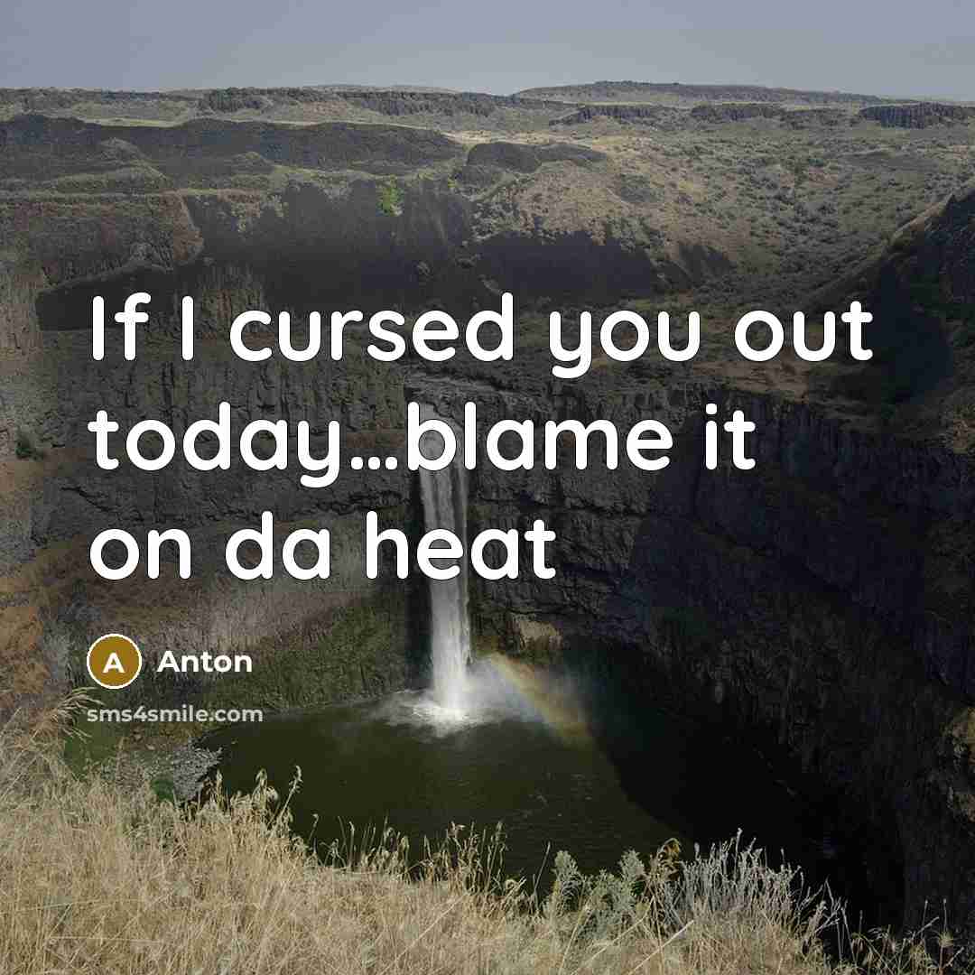 “If I cursed you out today…blame it on da heat” quote by Anton