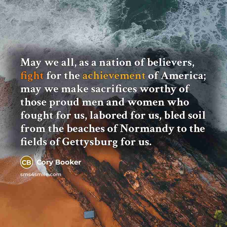 “May we all, as a nation of believers, fight for…” quote by Cory Booker