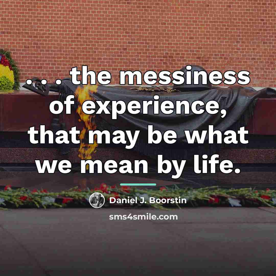 “. . . the messiness of experience, that may be…” quote by Daniel J. Boorstin