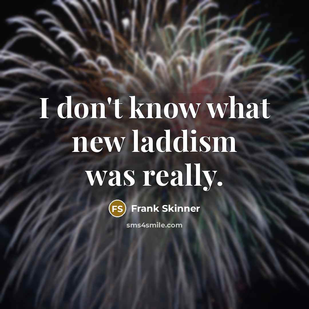 “I don't know what new laddism was really.…” quote by Frank Skinner