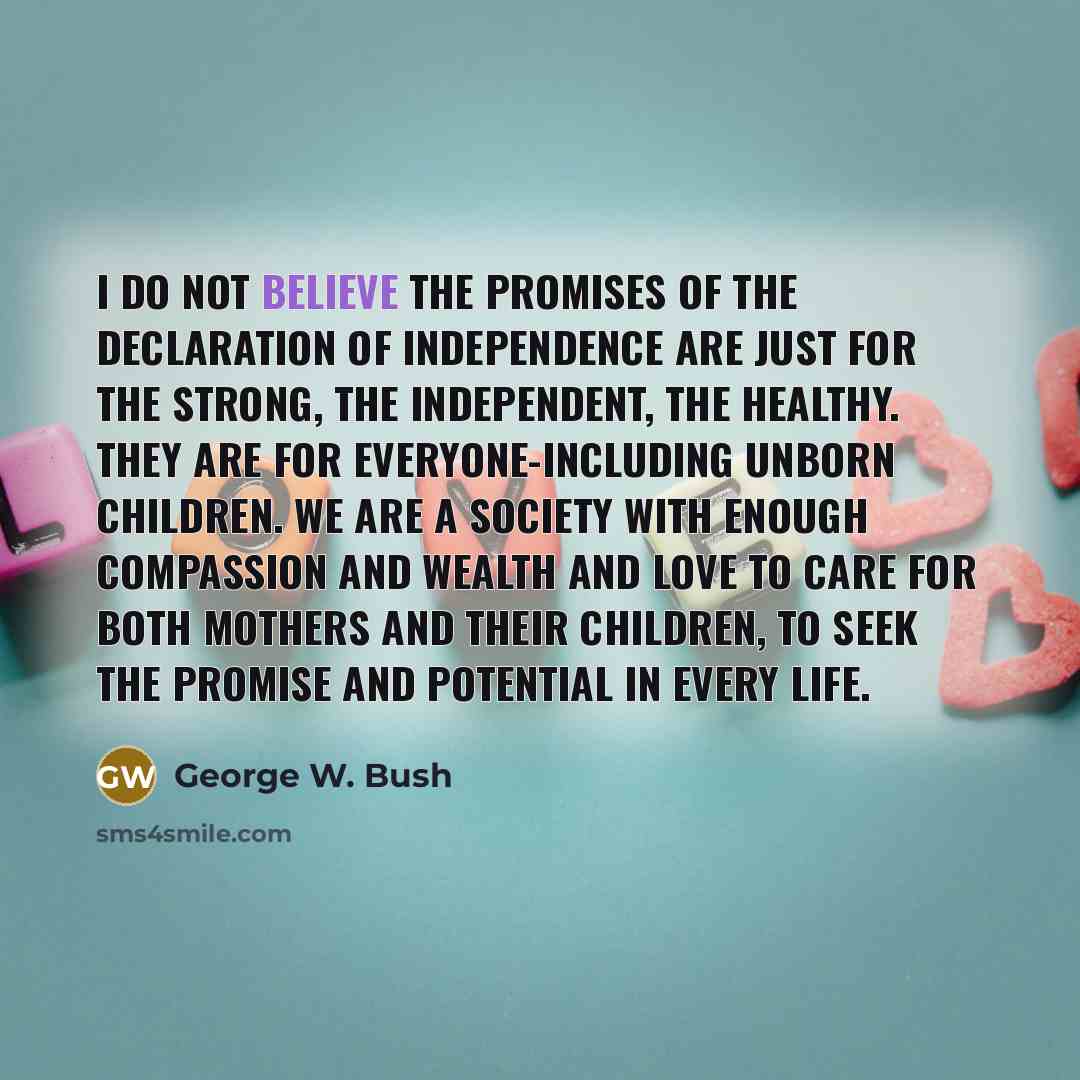 “I do not believe the promises of the Declaration of…” quote by George W. Bush
