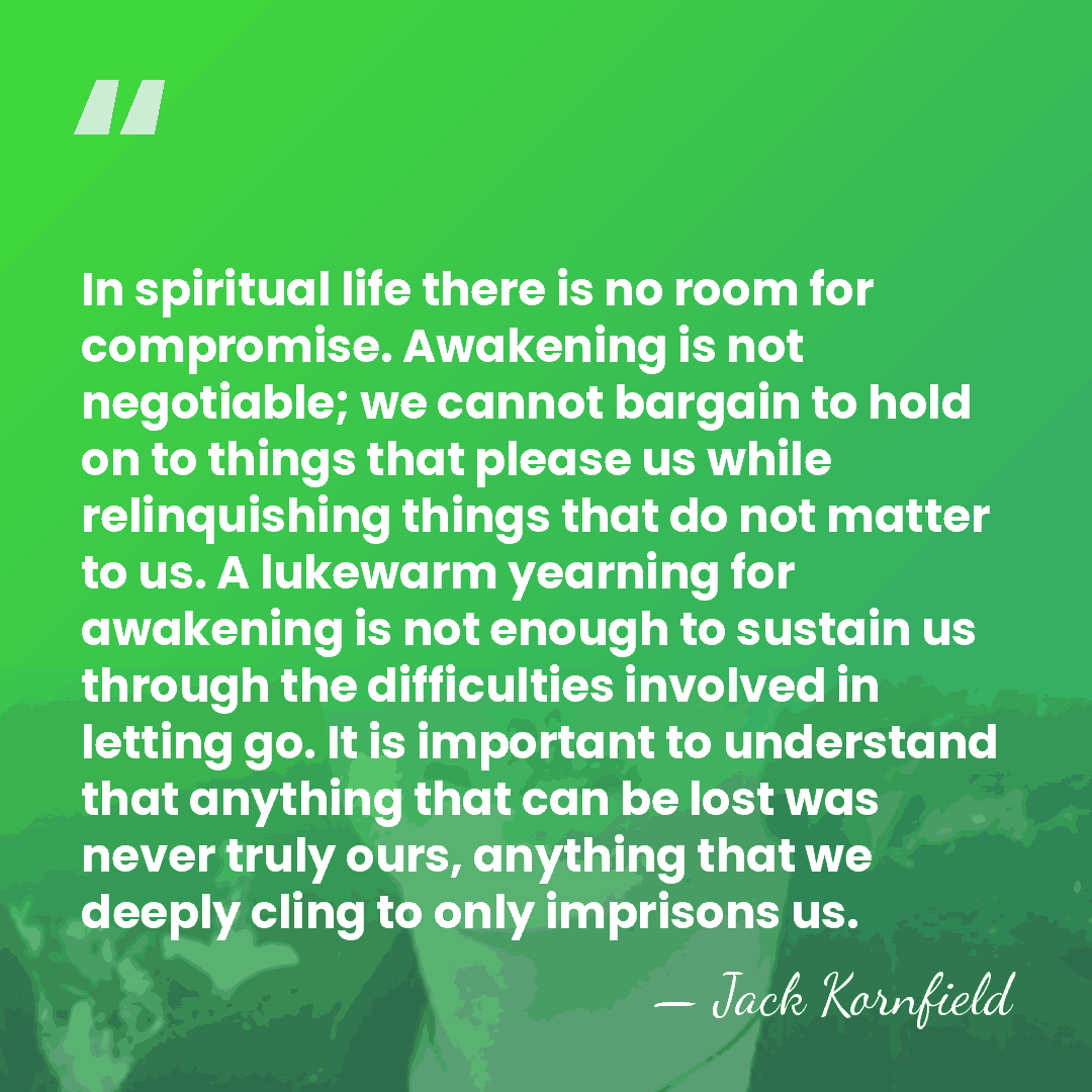 In spiritual life there is no room for compromise. Awakening is not&hellip; - Jack Kornfield