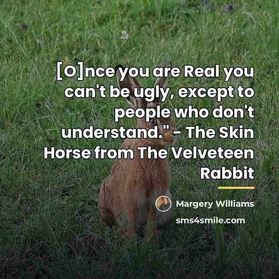 “[O]nce you are Real you can't be ugly, except to…” quote by Margery Williams