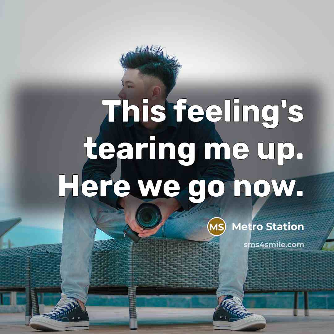 “This feeling's tearing me up. Here we go now.…” quote by Metro Station