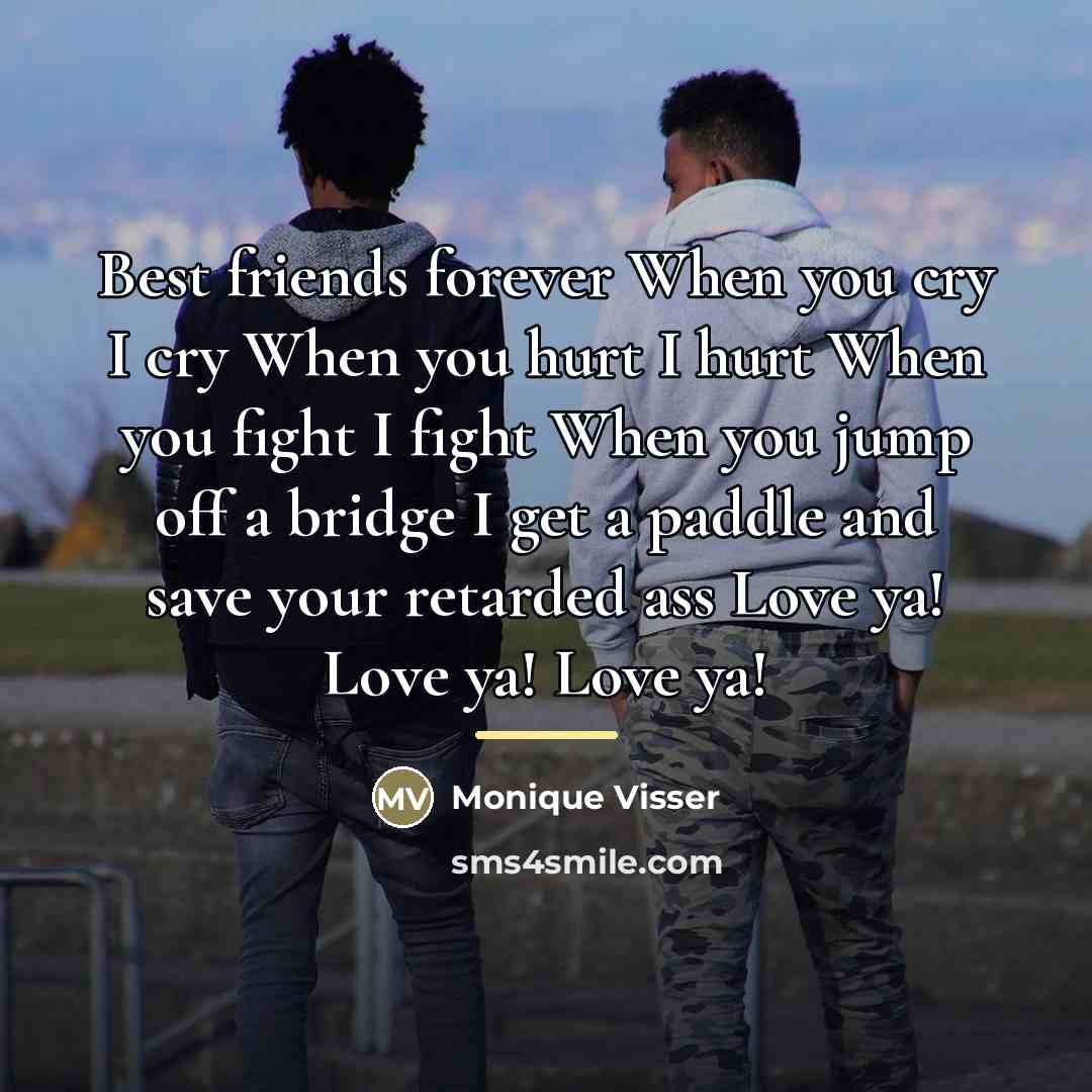 “Best friends forever When you cry I cry When you…” quote by Monique Visser