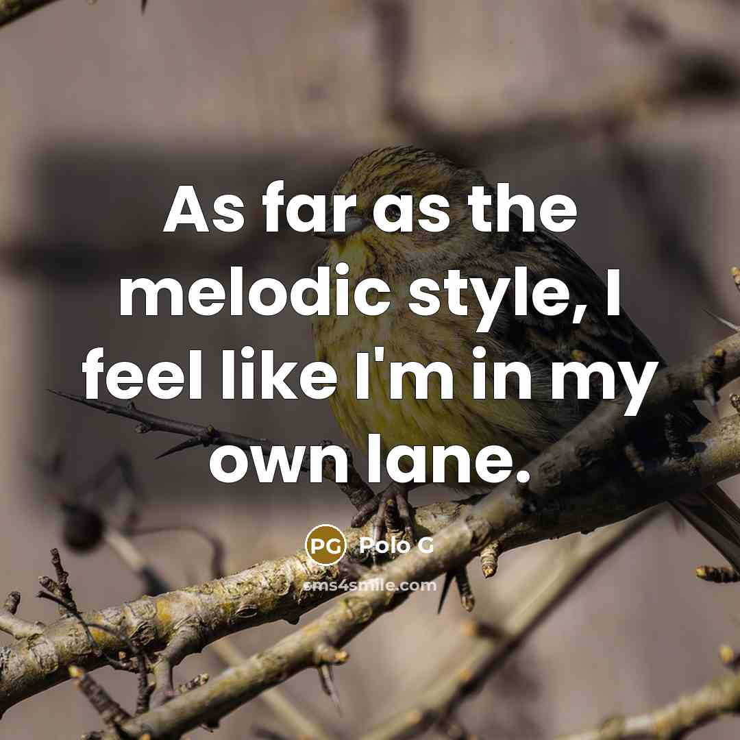 “As far as the melodic style, I feel like I'm…” quote by Polo G
