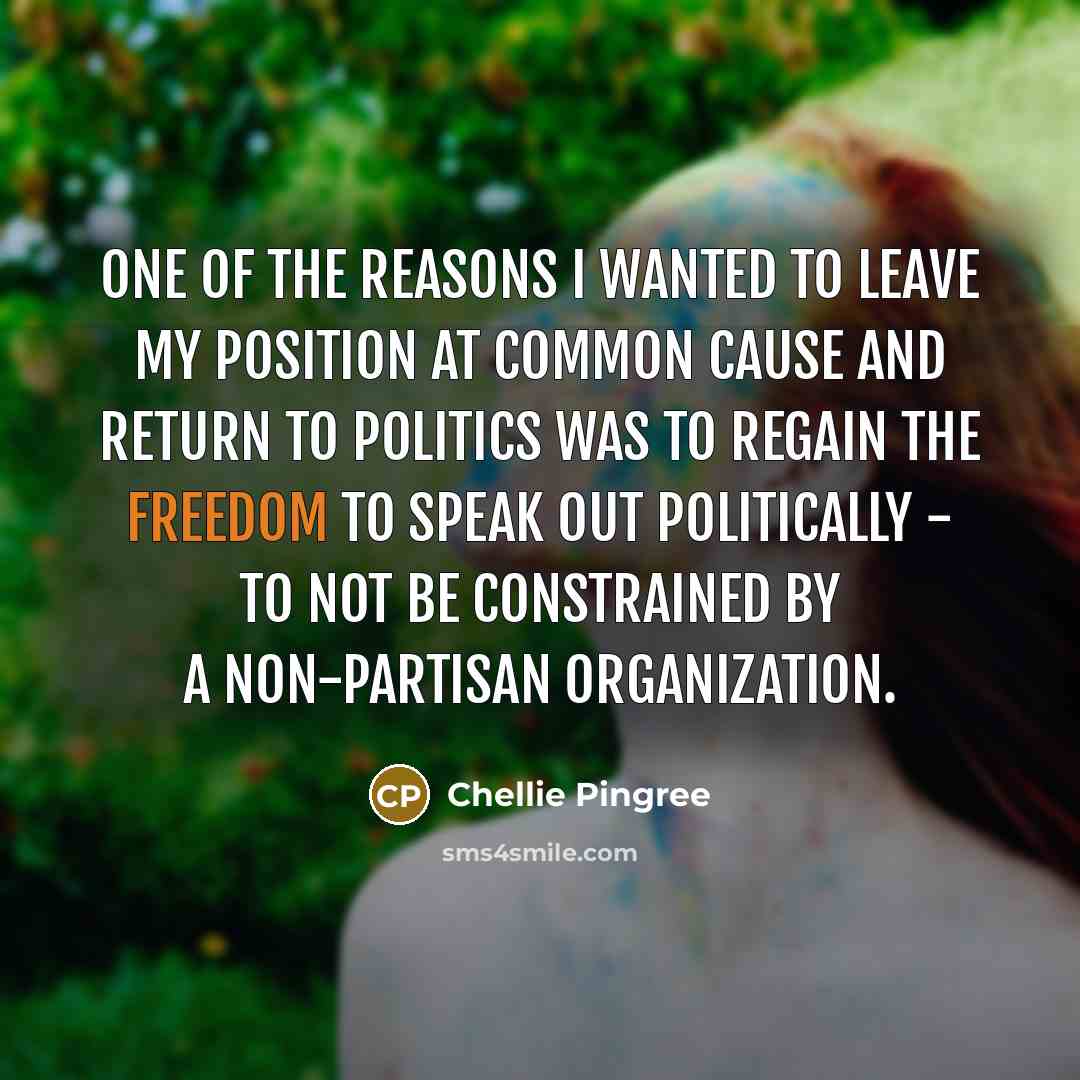 “One of the reasons I wanted to leave my position…” quote by Chellie Pingree