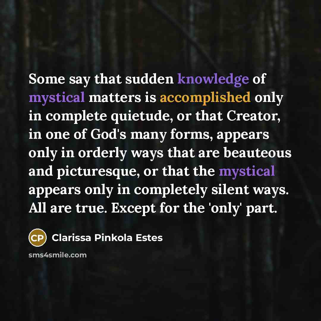 “Some say that sudden knowledge of mystical matters is accomplished…” quote by Clarissa Pinkola Estes