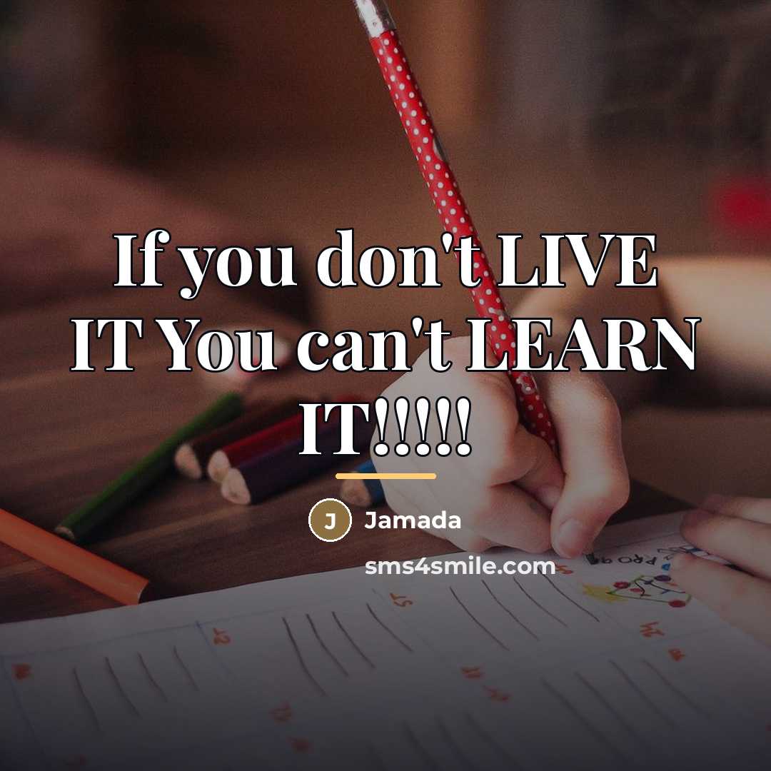 “If you don't LIVE IT You can't LEARN IT!!!!!…” quote by Jamada