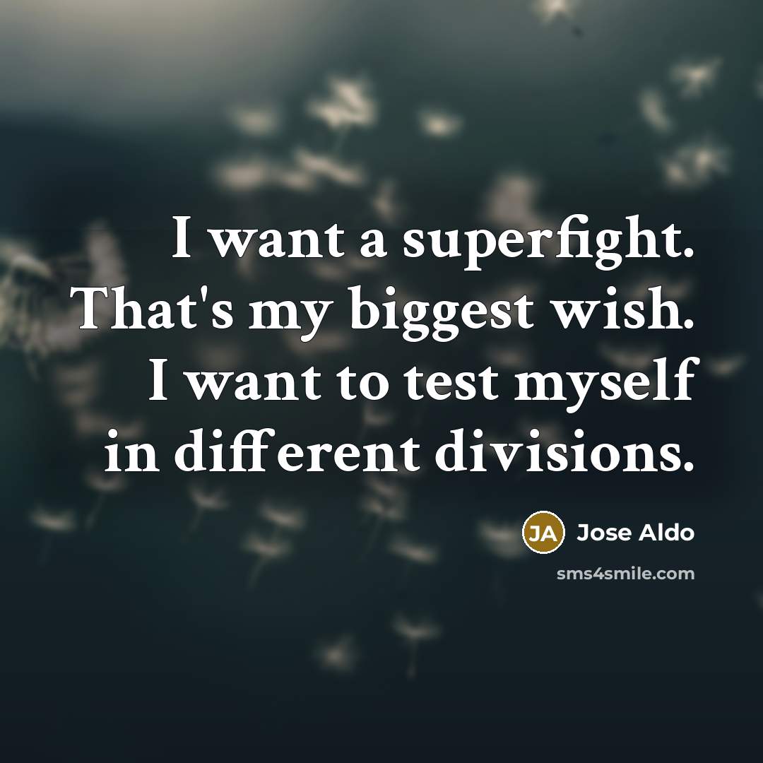 “I want a superfight. That's my biggest wish. I want…” quote by Jose Aldo