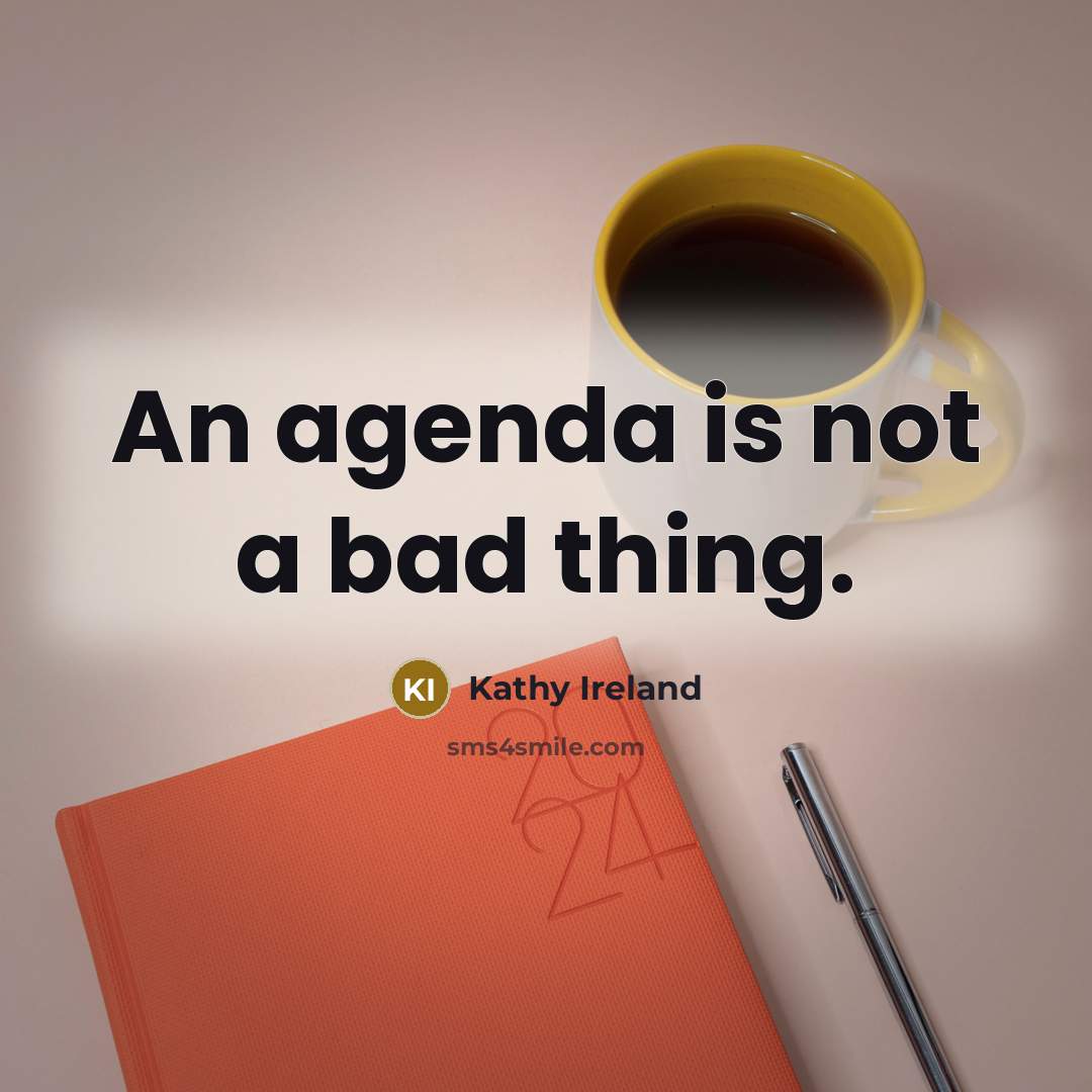 “An agenda is not a bad thing.” quote by Kathy Ireland