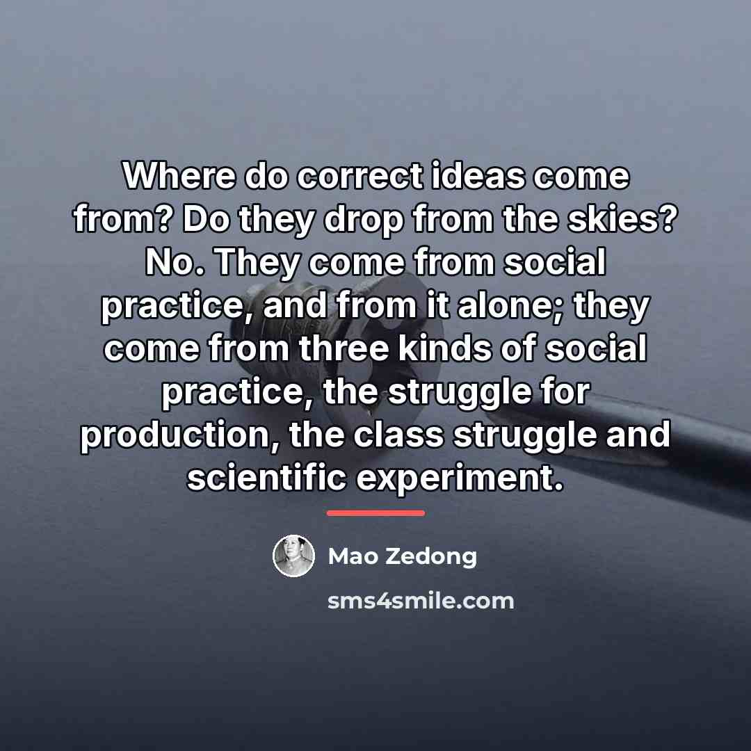 “Where do correct ideas come from? Do they drop from…” quote by Mao Zedong