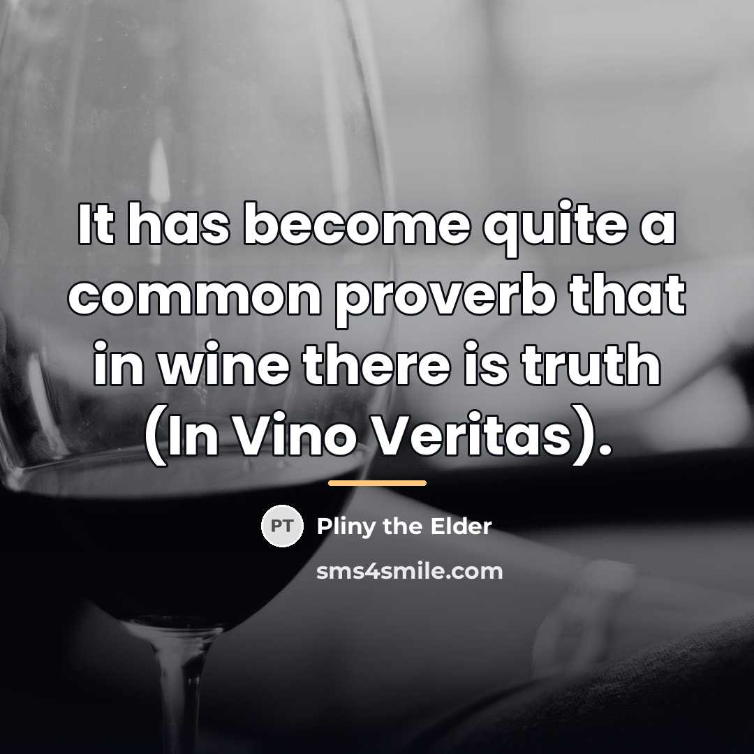 “It has become quite a common proverb that in wine…” quote by Pliny the Elder