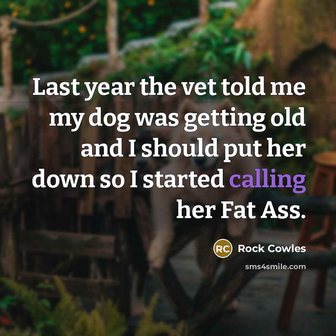 “Last year the vet told me my dog was getting…” quote by Rock Cowles