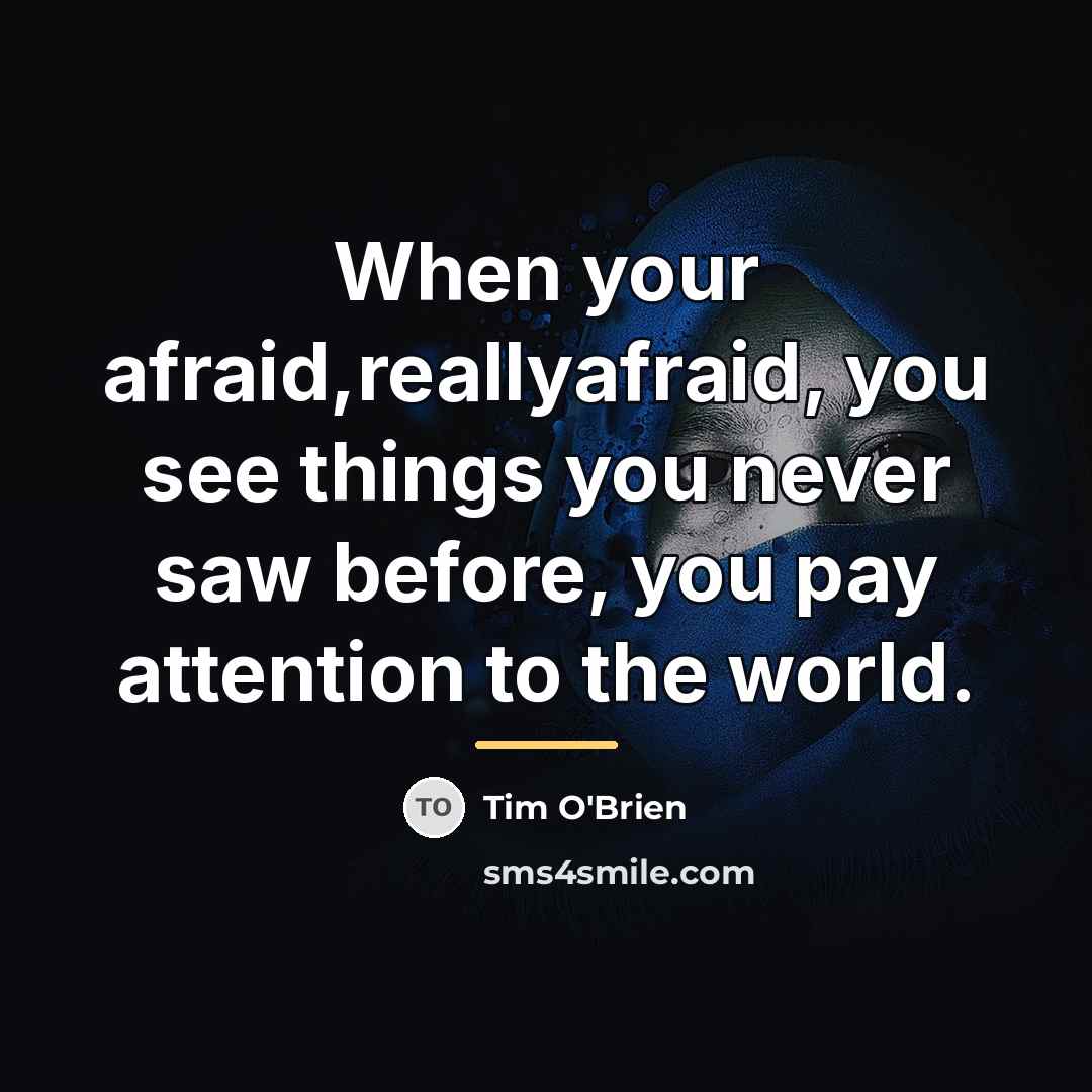 “When your afraid,reallyafraid, you see things you never saw before,…” quote by Tim O'Brien