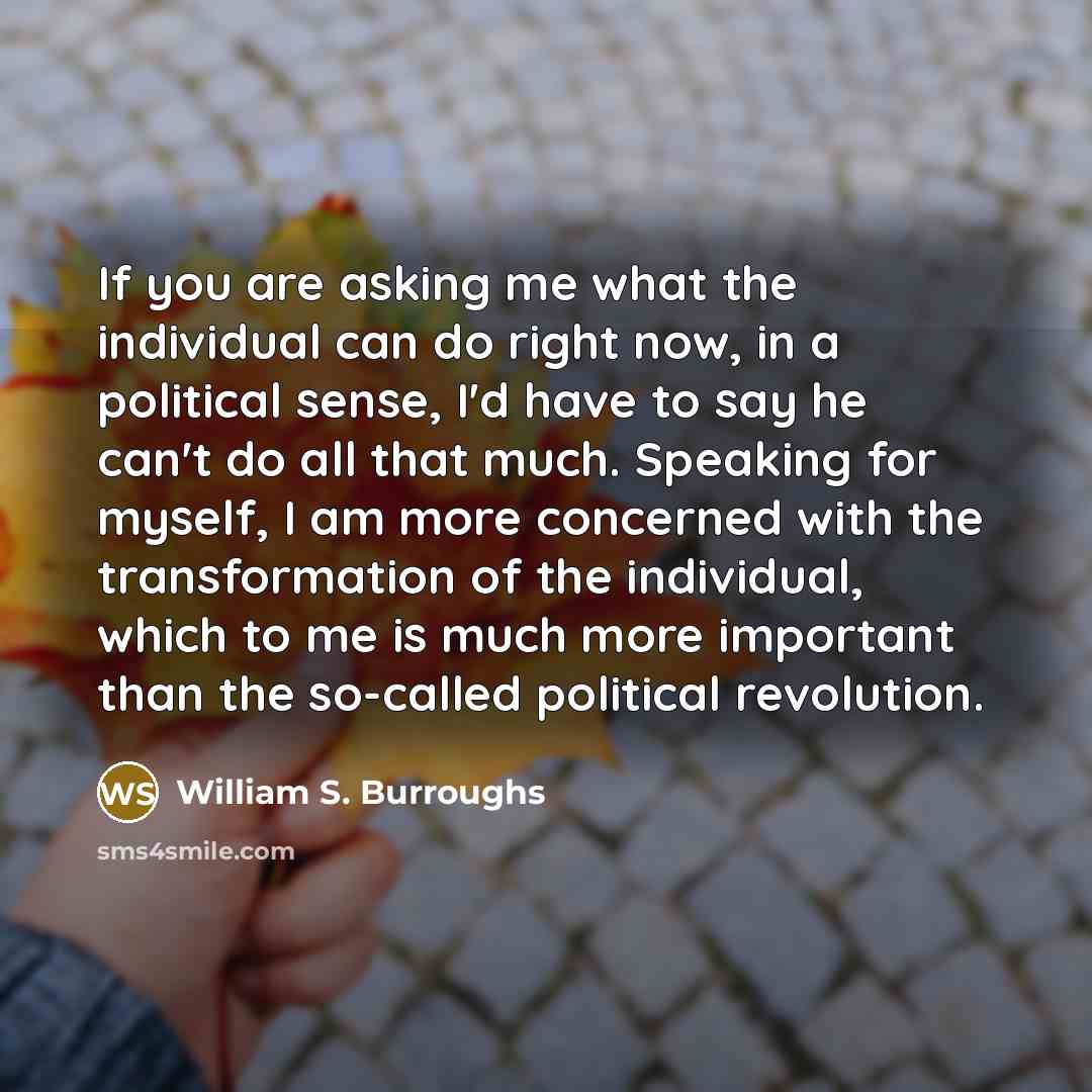 “If you are asking me what the individual can do…” quote by William S. Burroughs
