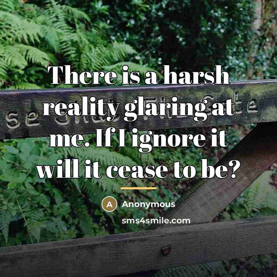 “There is a harsh reality glaring at me. If I…” quote by Anonymous