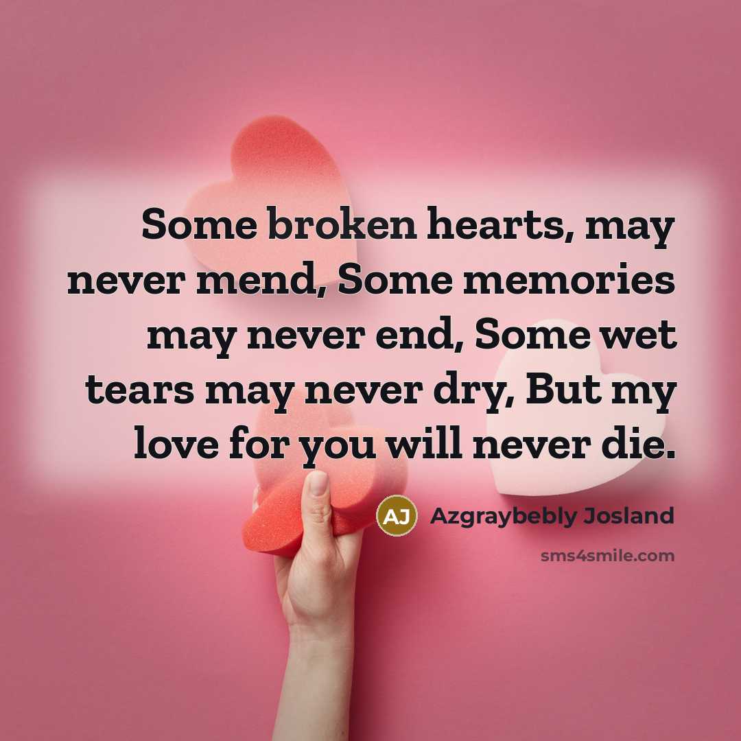 “Some broken hearts, may never mend, Some memories may never…” quote by Azgraybebly Josland