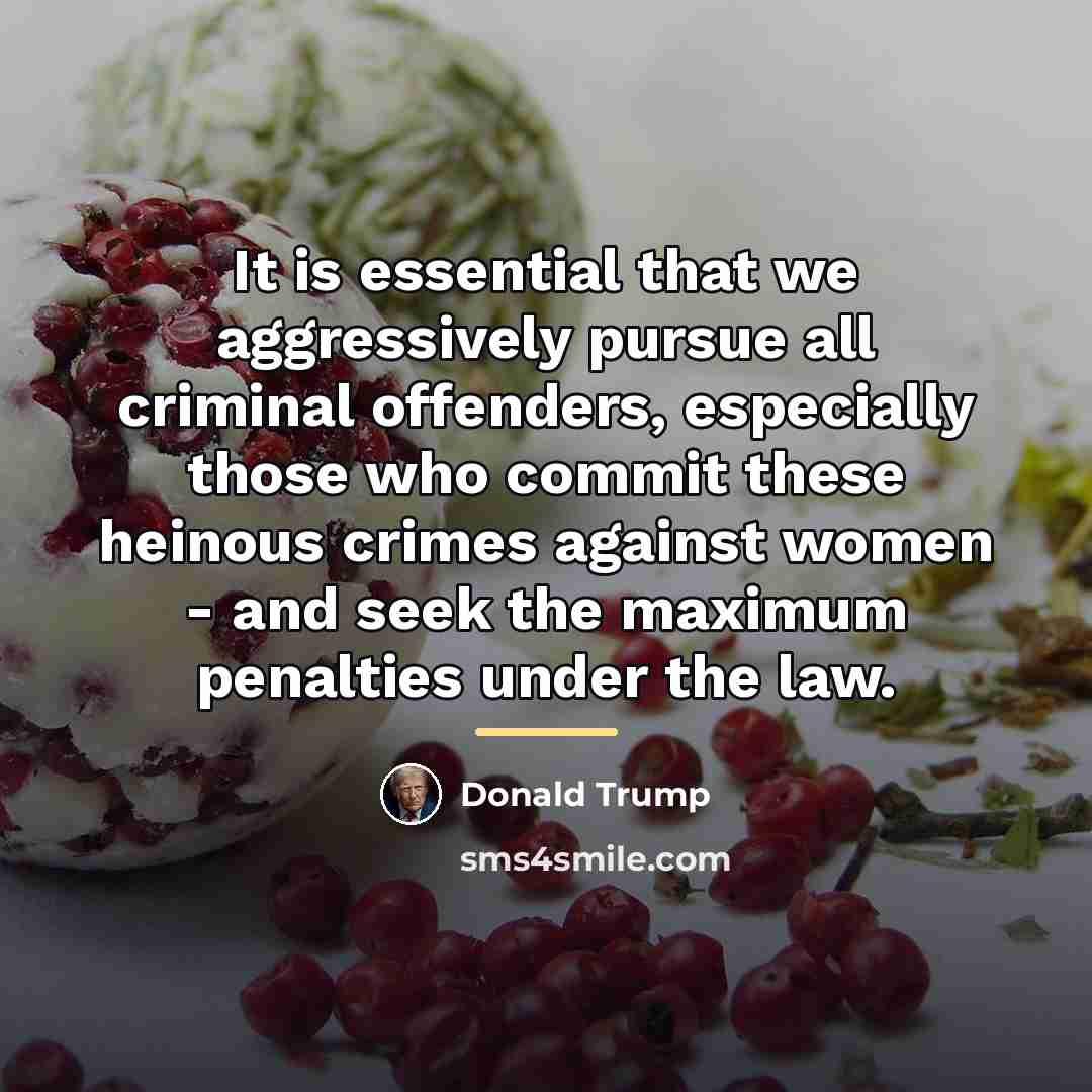 “It is essential that we aggressively pursue all criminal offenders,…” quote by Donald Trump