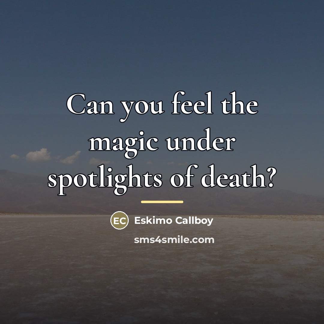 “Can you feel the magic under spotlights of death?…” quote by Eskimo Callboy