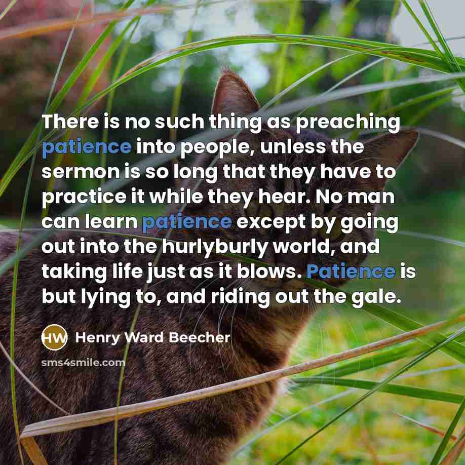 “There is no such thing as preaching patience into people,…” quote by Henry Ward Beecher