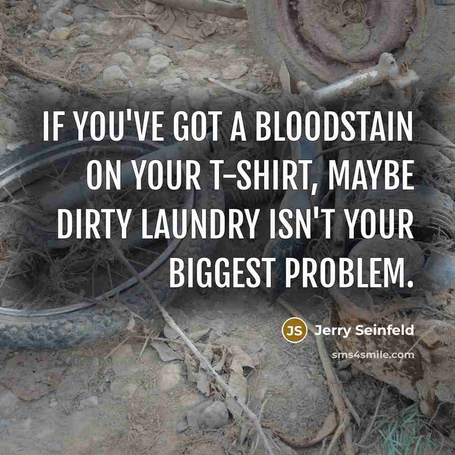 “If you've got a bloodstain on your T-shirt, maybe dirty…” quote by Jerry Seinfeld