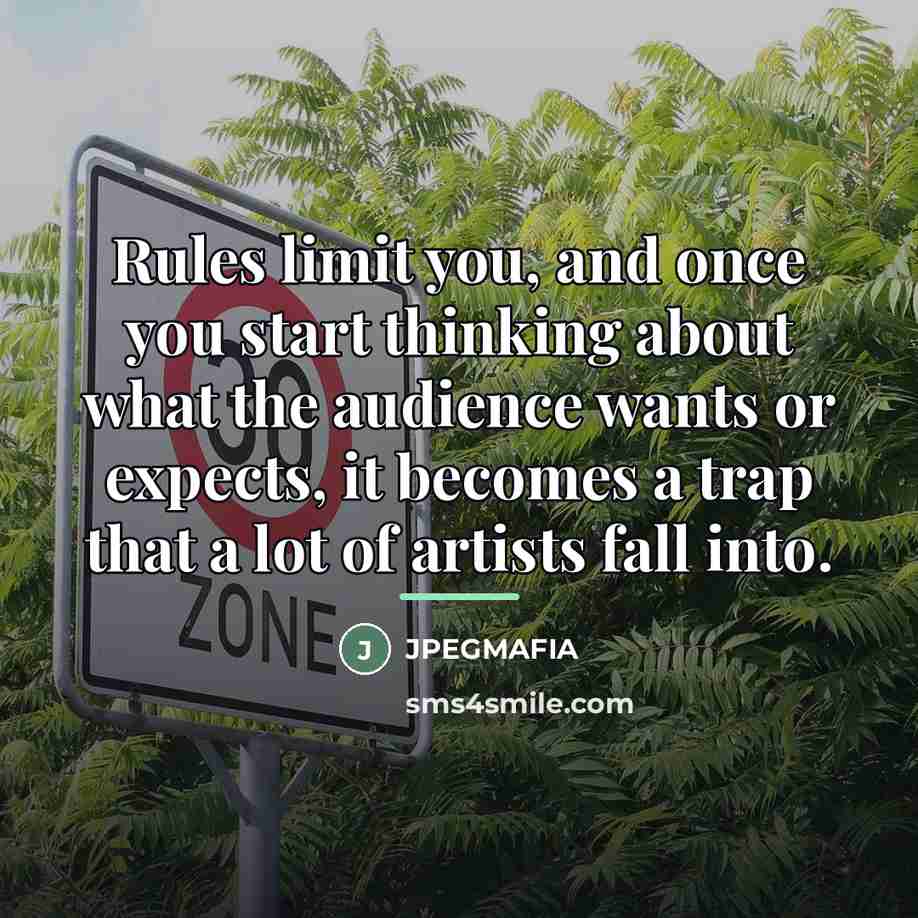“Rules limit you, and once you start thinking about what…” quote by JPEGMAFIA