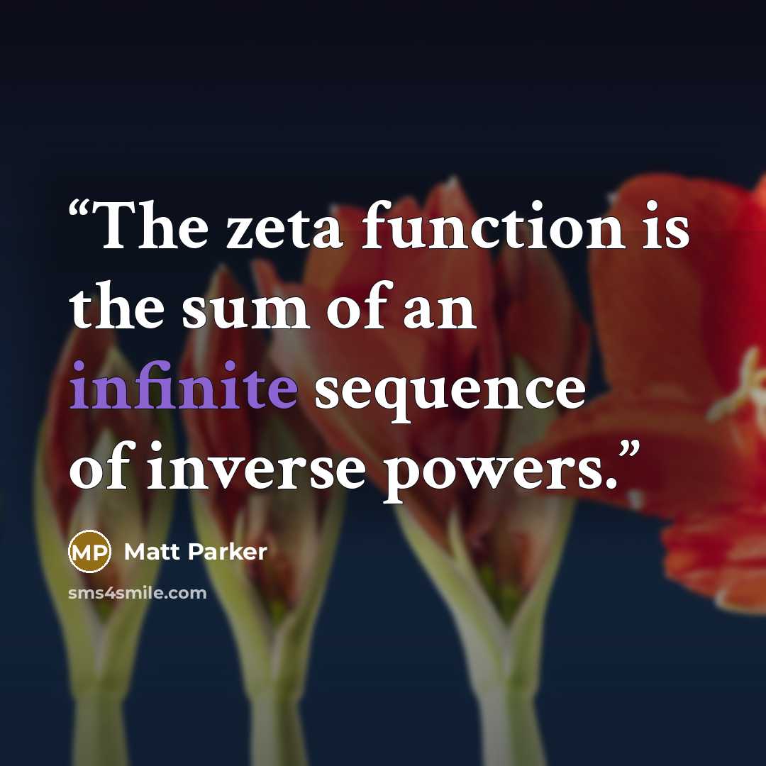 “The zeta function is the sum of an infinite sequence of inverse powers.” quote by Matt Parker