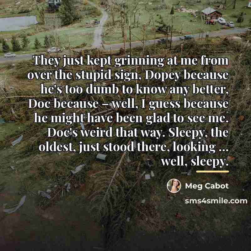 “They just kept grinning at me from over the stupid…” quote by Meg Cabot