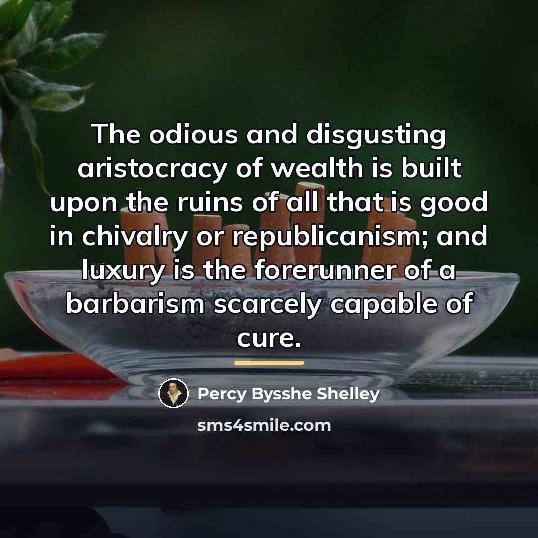 “The odious and disgusting aristocracy of wealth is built upon…” quote by Percy Bysshe Shelley