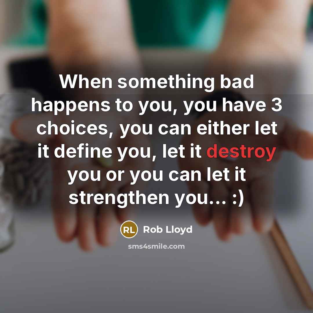 “When something bad happens to you, you have 3 choices,…” quote by Rob Lloyd