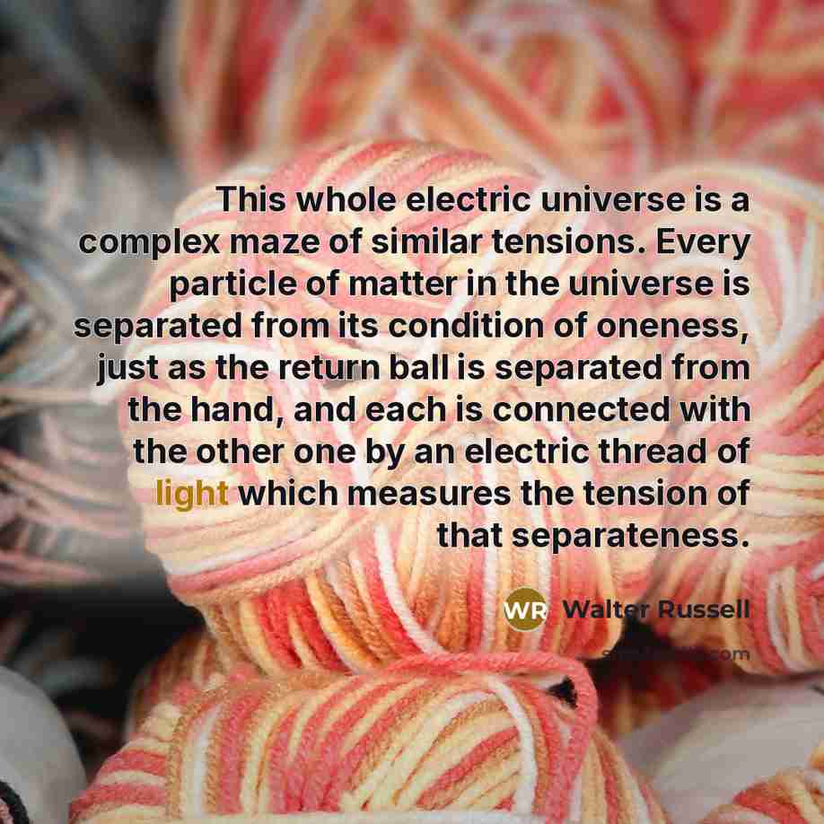 “This whole electric universe is a complex maze of similar…” quote by Walter Russell