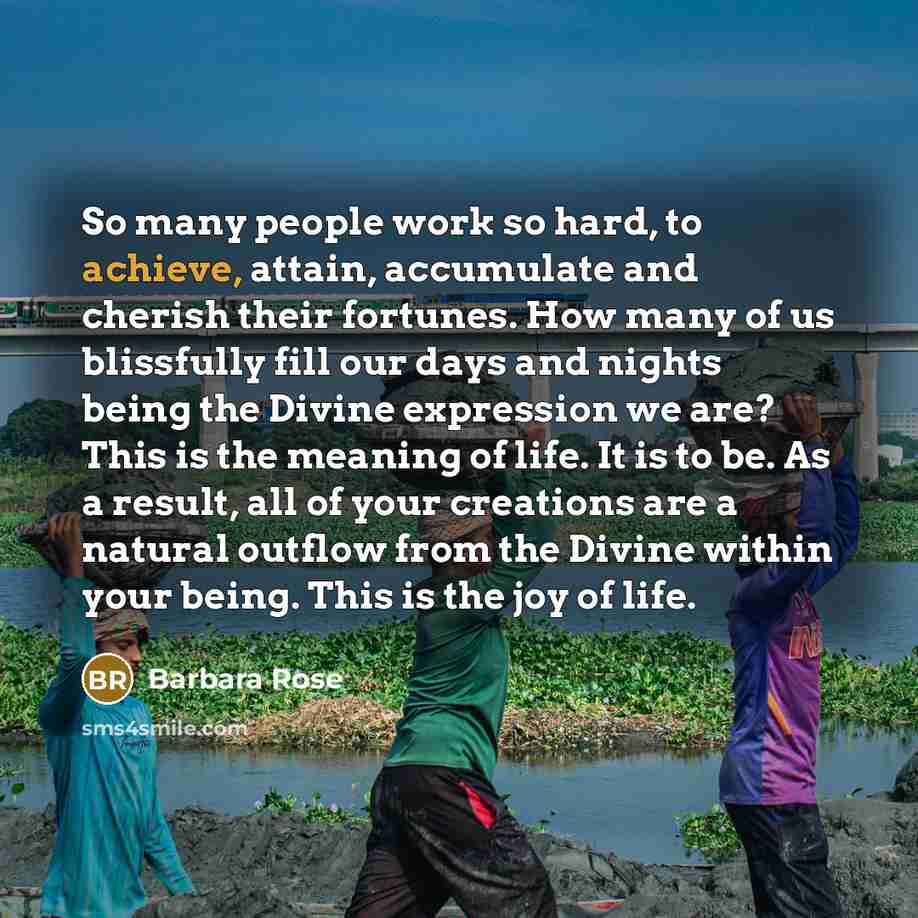 “So many people work so hard, to achieve, attain, accumulate…” quote by Barbara Rose