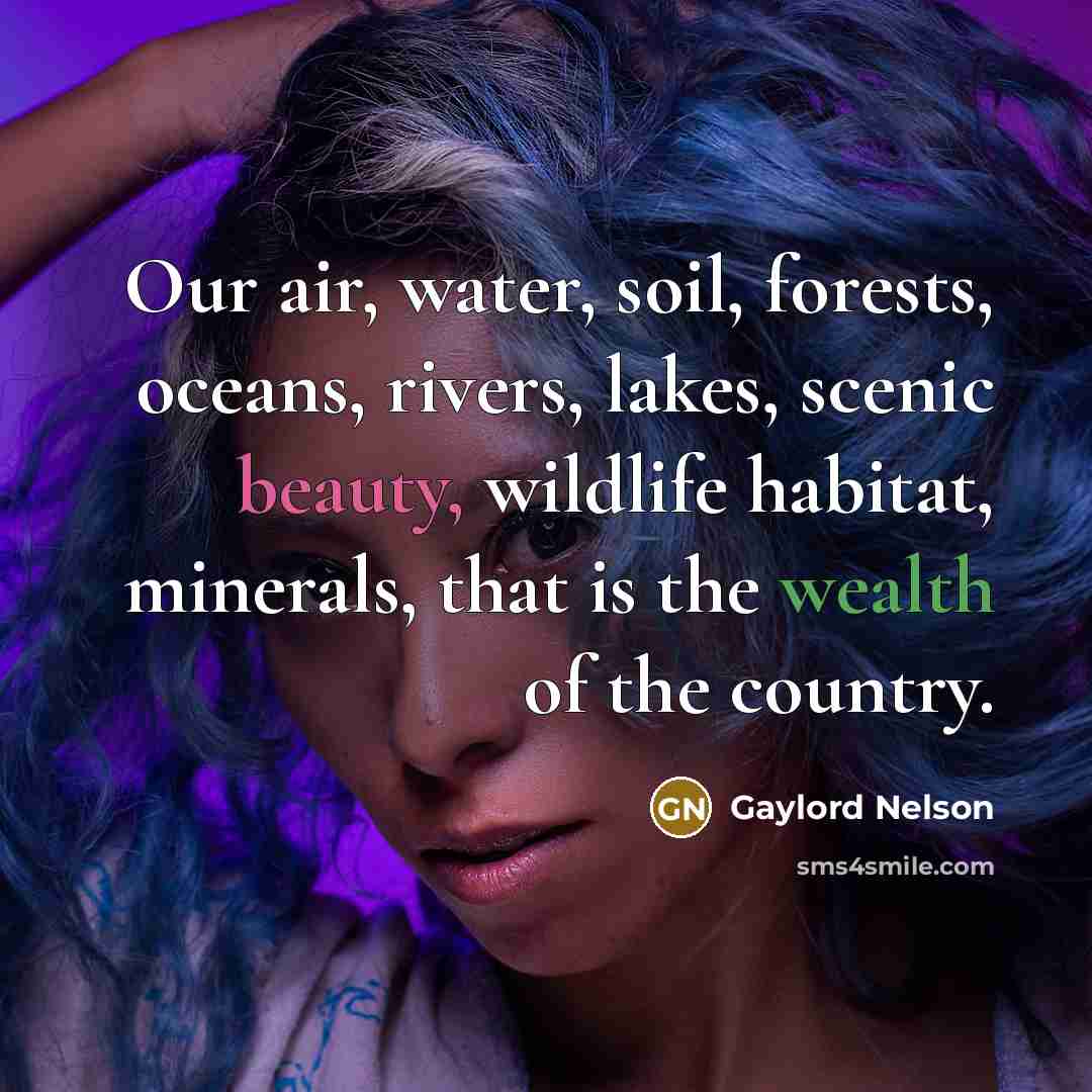 “Our air, water, soil, forests, oceans, rivers, lakes, scenic beauty,…” quote by Gaylord Nelson