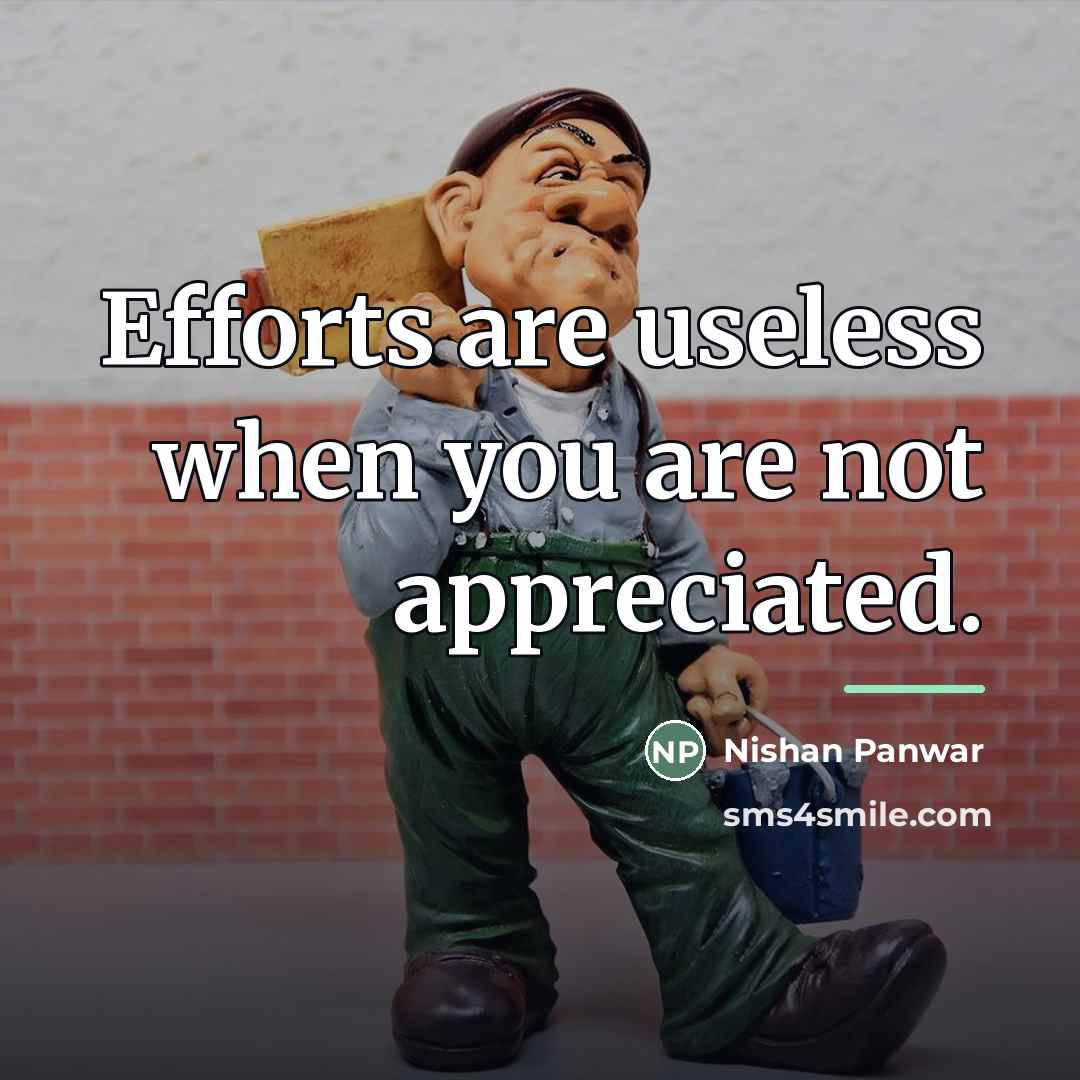 “Efforts are useless when you are not appreciated.…” quote by Nishan Panwar