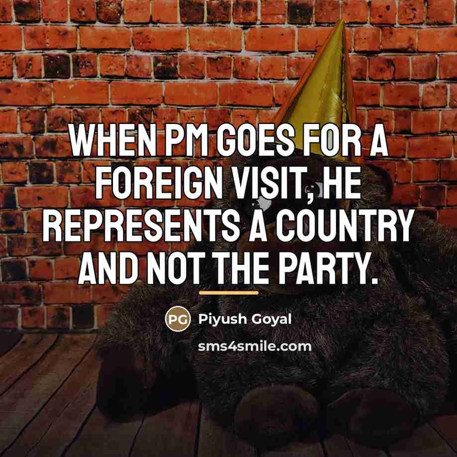 “When PM goes for a foreign visit, he represents a…” quote by Piyush Goyal
