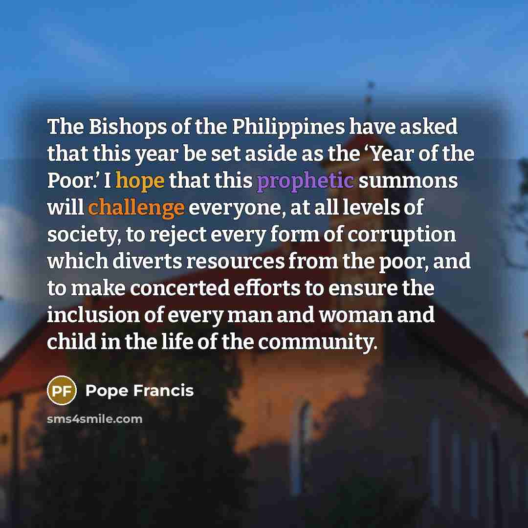 “The Bishops of the Philippines have asked that this year…” quote by Pope Francis