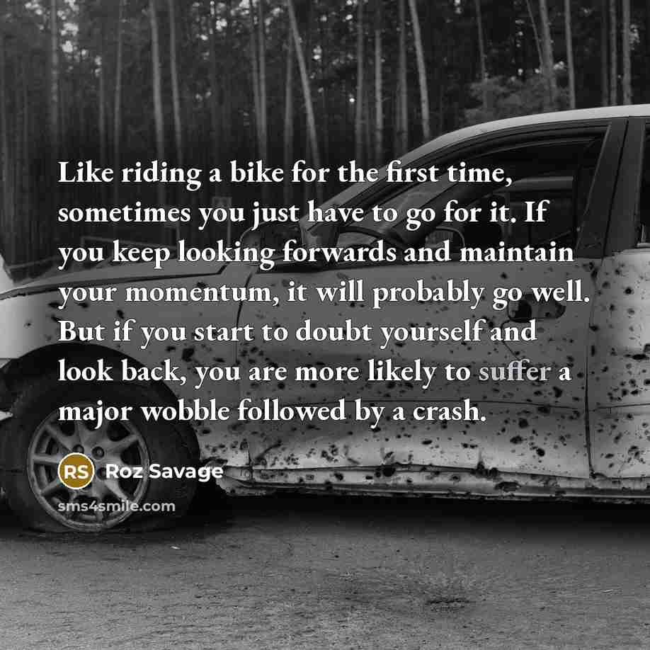 “Like riding a bike for the first time, sometimes you…” quote by Roz Savage
