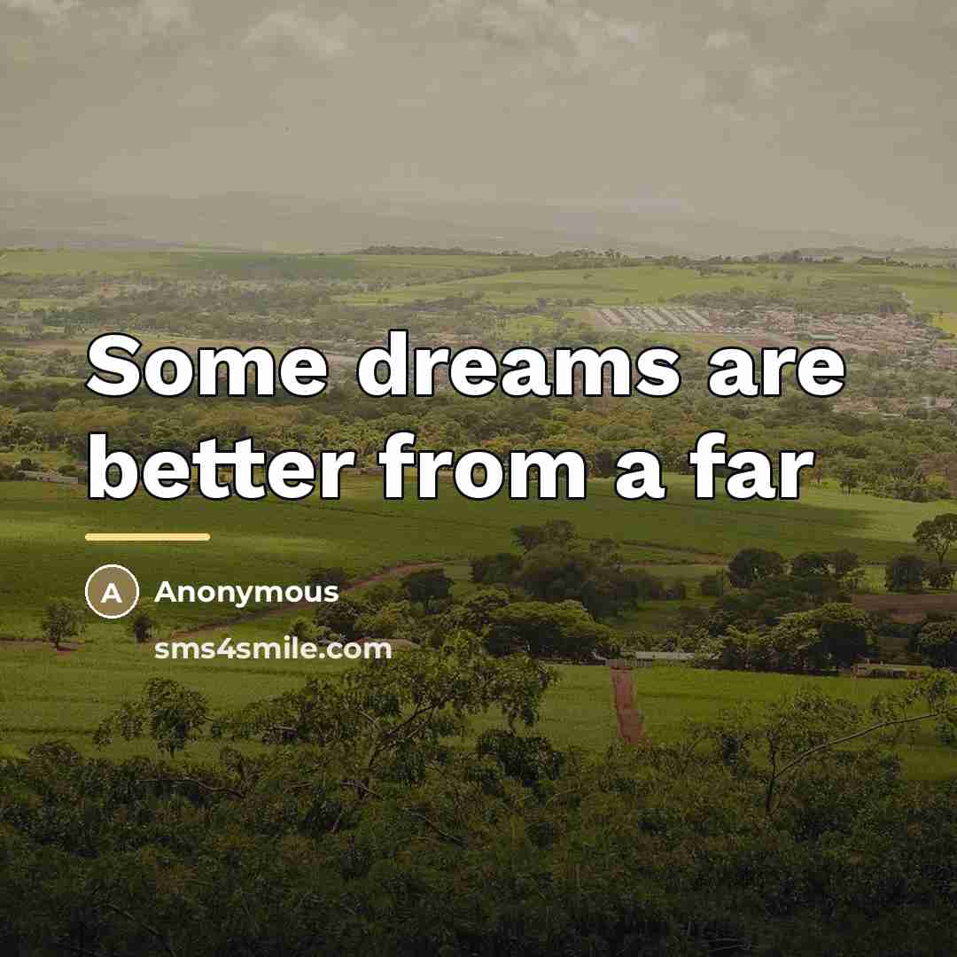 “Some dreams are better from a far…” quote by Anonymous