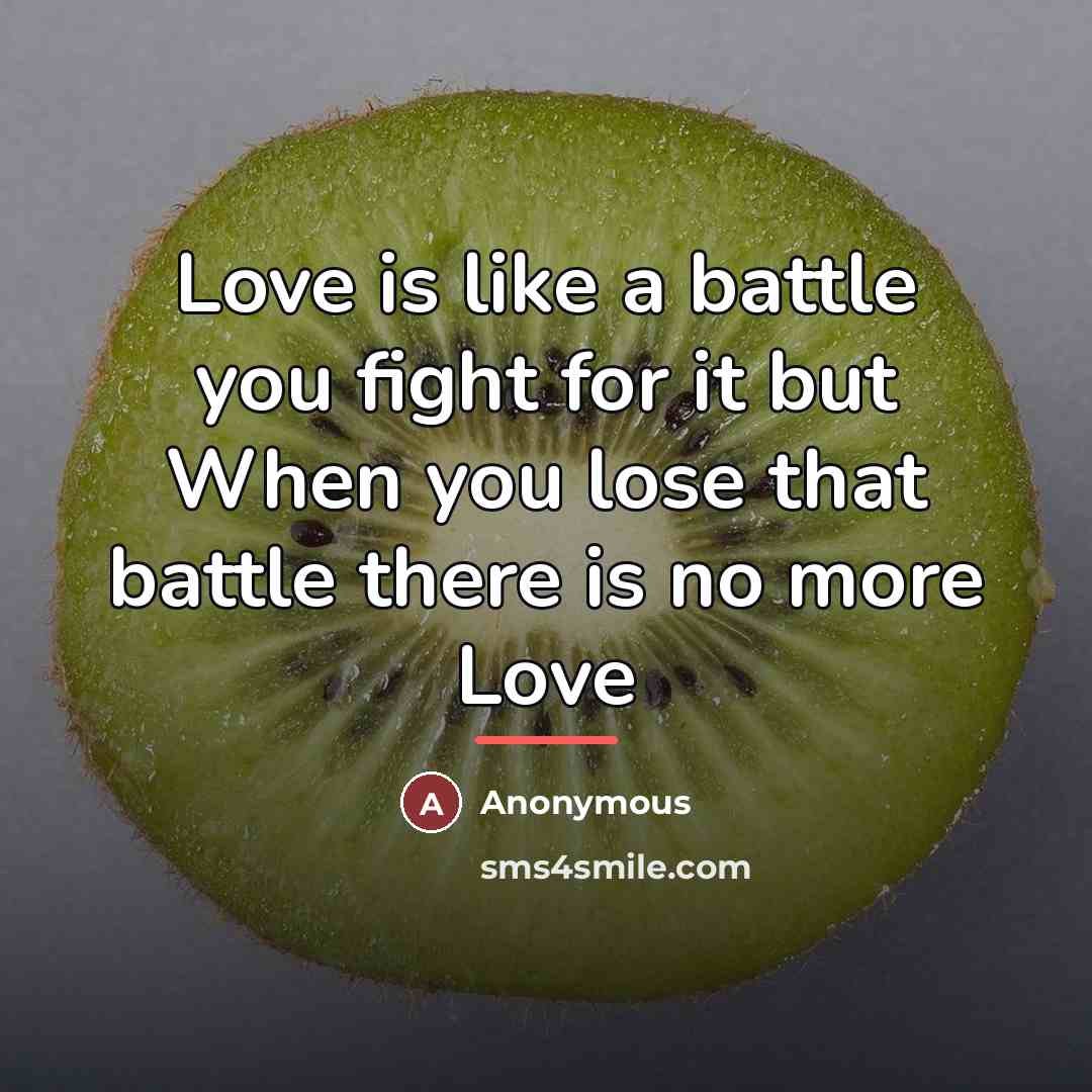 “Love is like a battle you fight for it but…” quote by Anonymous