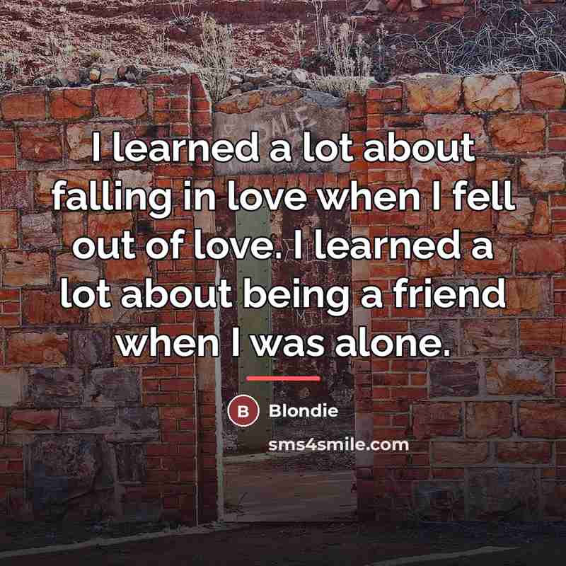 “I learned a lot about falling in love when I…” quote by Blondie