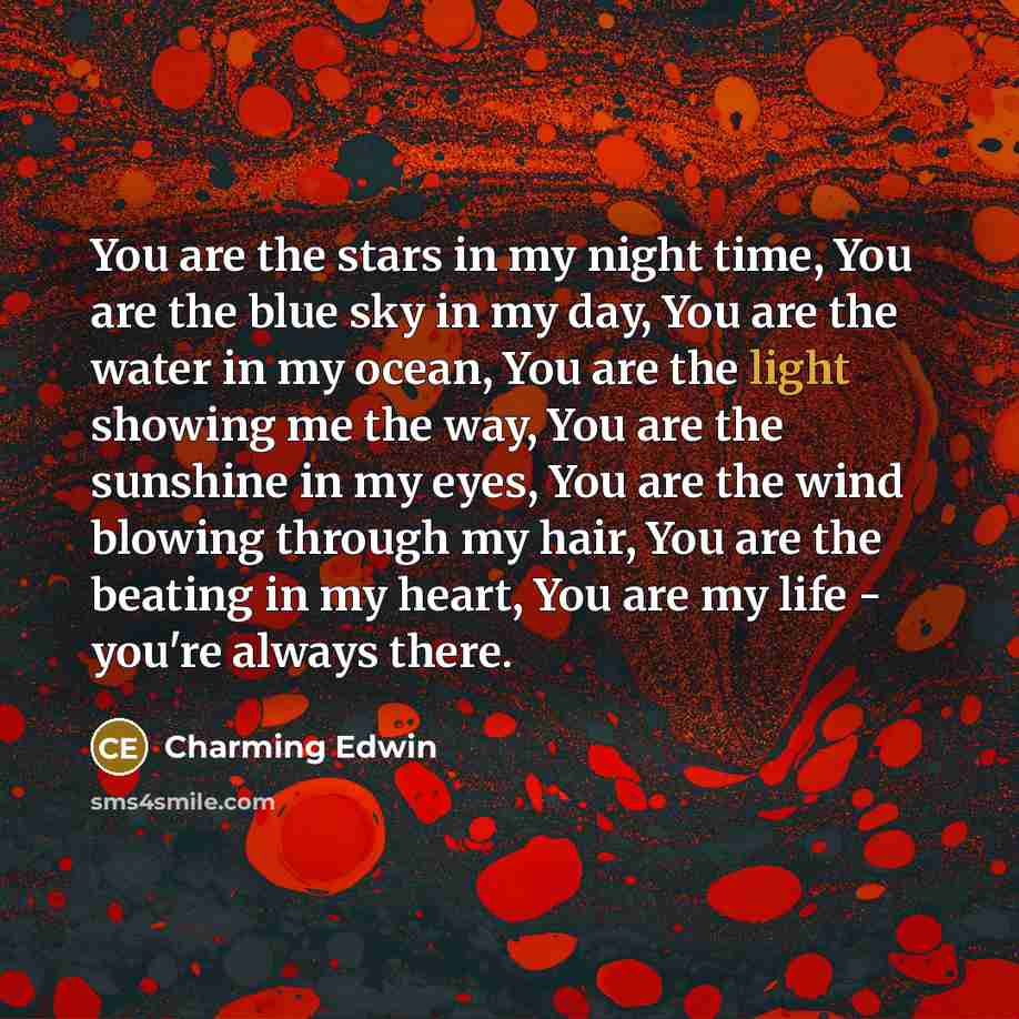 “You are the stars in my night time, You are…” quote by Charming Edwin