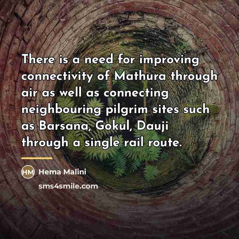 “There is a need for improving connectivity of Mathura through…” quote by Hema Malini
