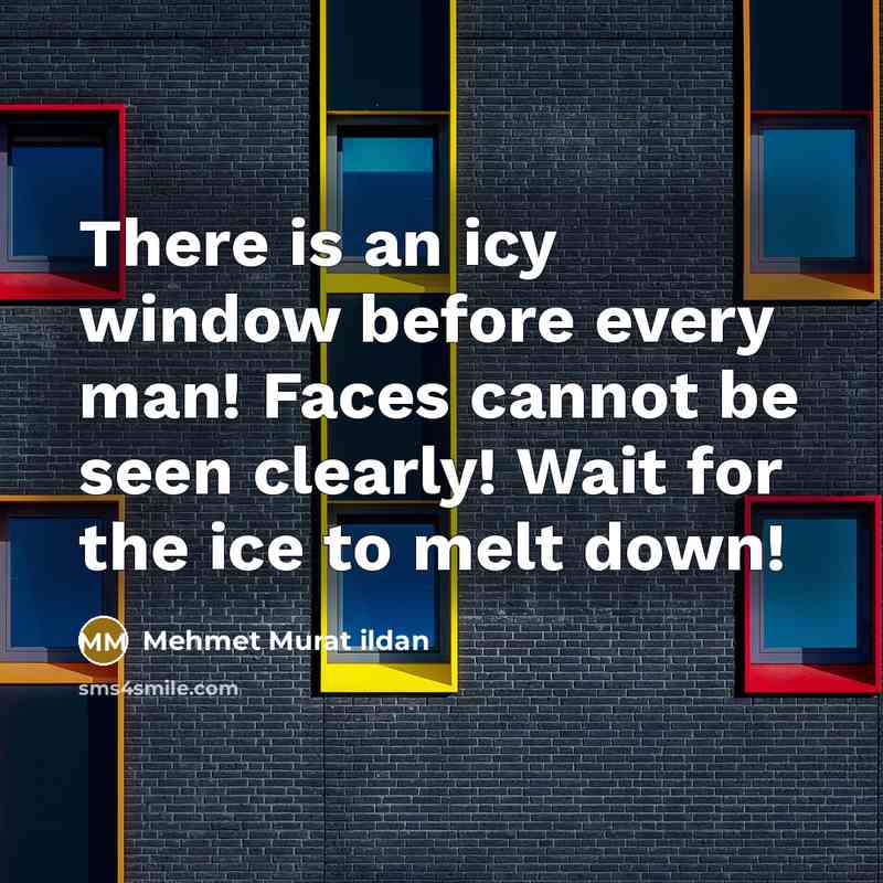 “There is an icy window before every man! Faces cannot…” quote by Mehmet Murat Ildan