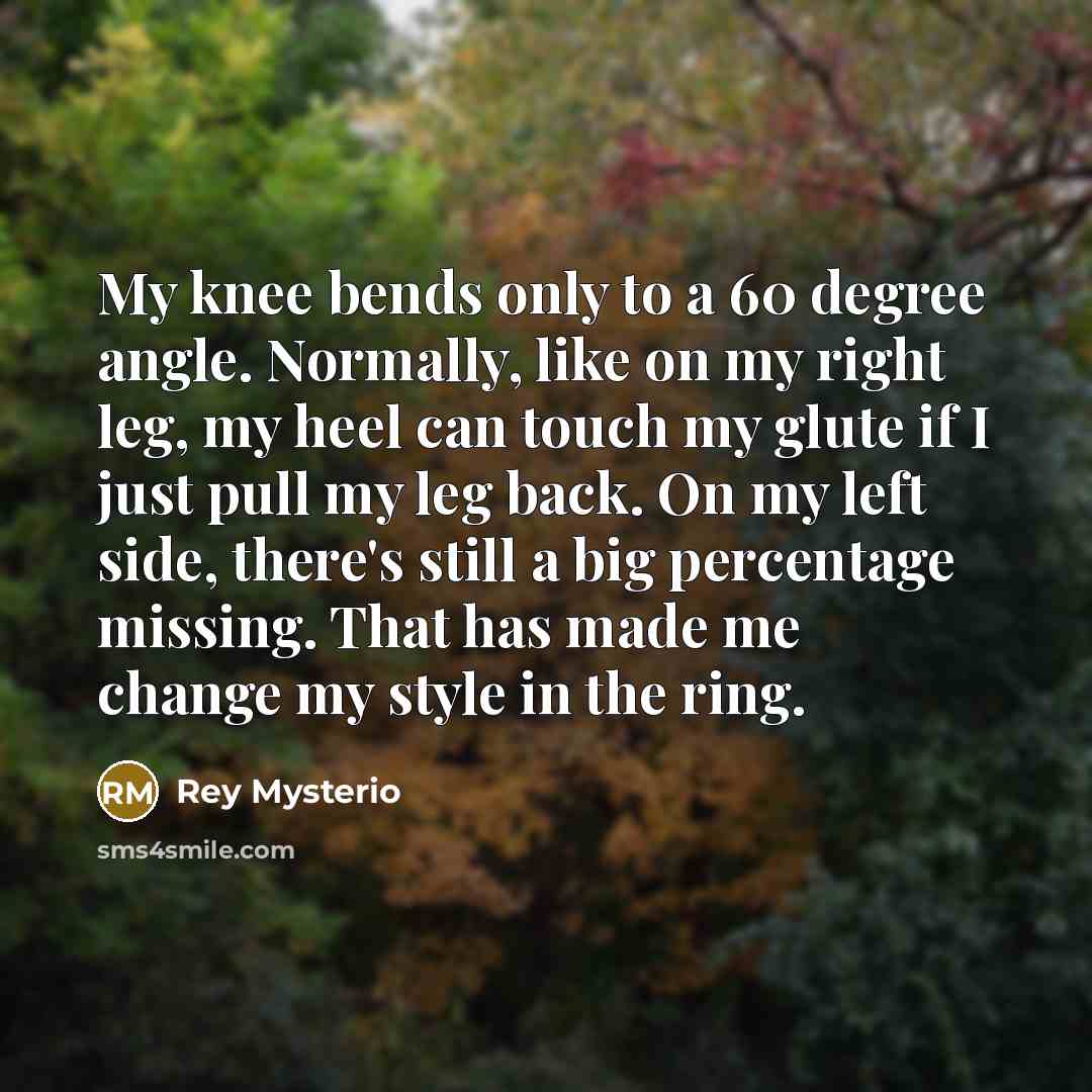 “My knee bends only to a 60 degree angle. Normally,…” quote by Rey Mysterio
