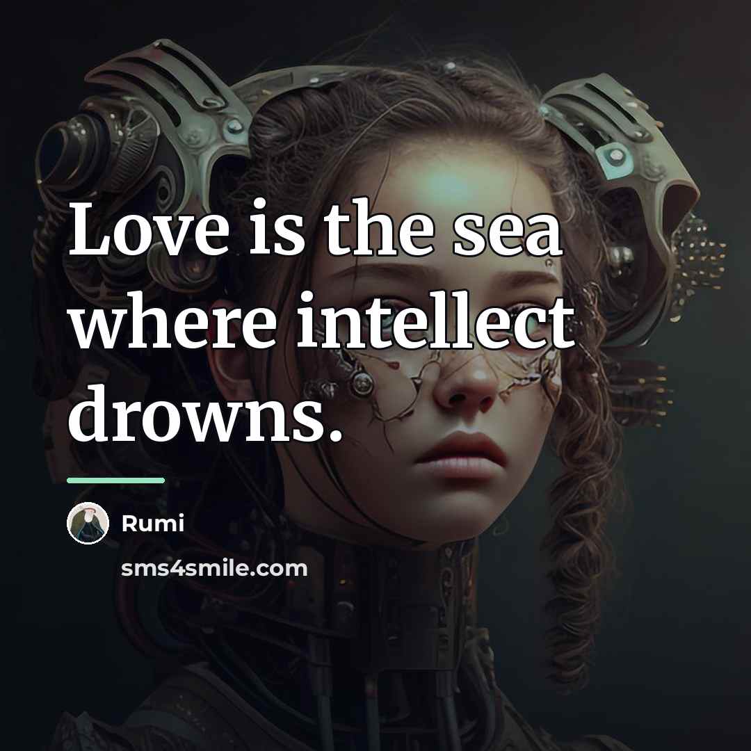 “Love is the sea where intellect drowns.…” quote by Rumi