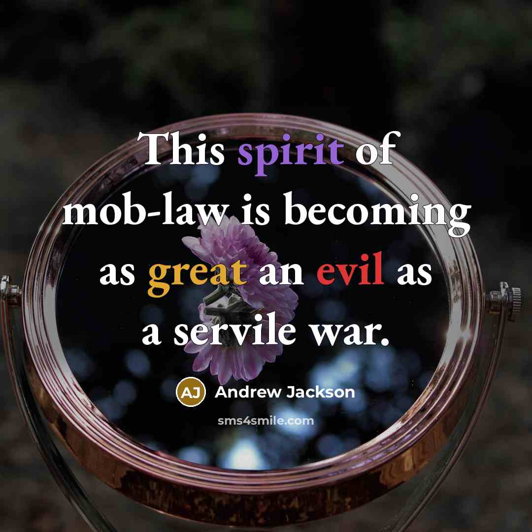“This spirit of mob-law is becoming as great an evil…” quote by Andrew Jackson