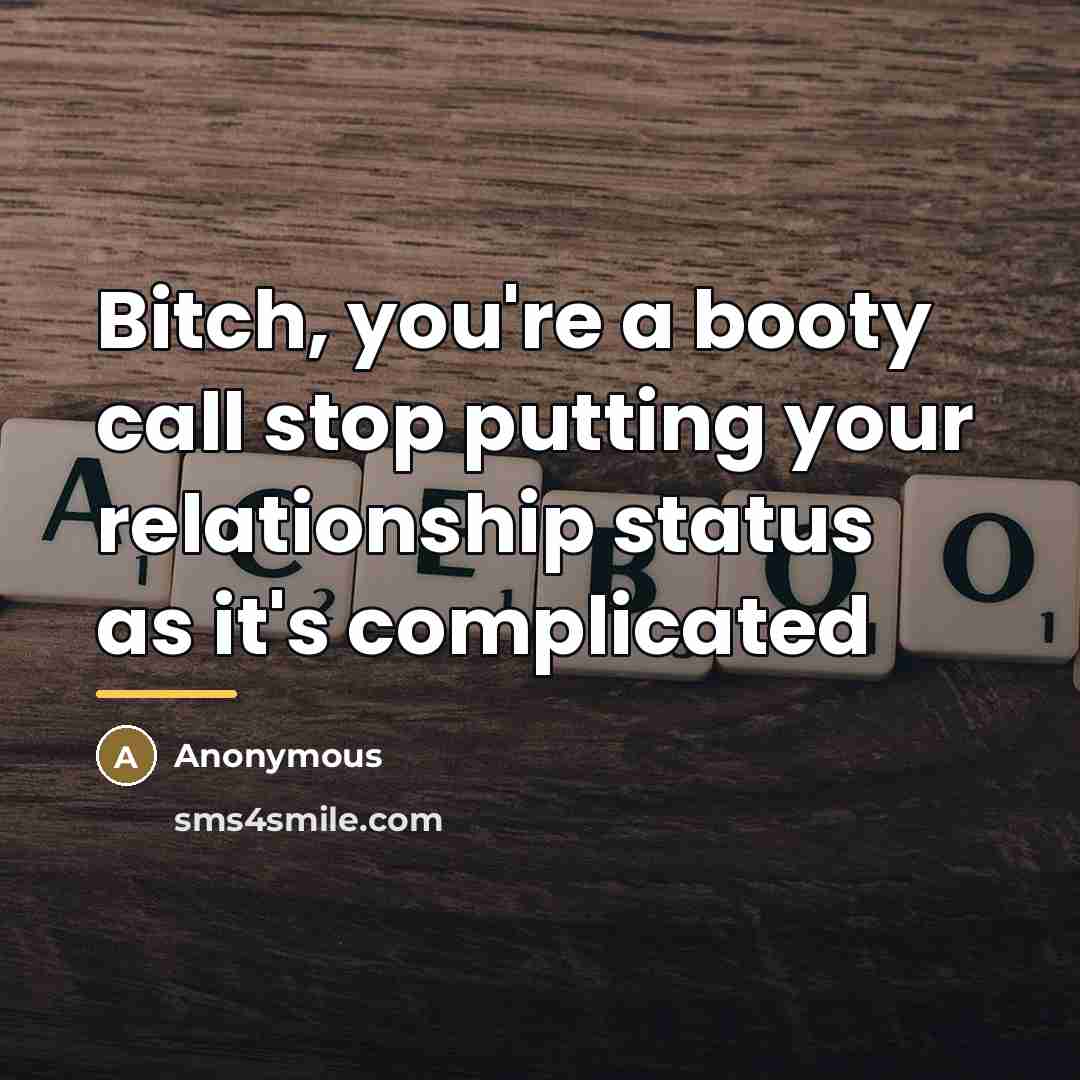 “Bitch, you're a booty call stop putting your relationship status…” quote by Anonymous