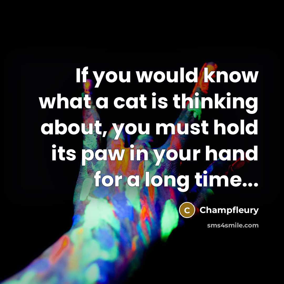 “If you would know what a cat is thinking about,…” quote by Champfleury